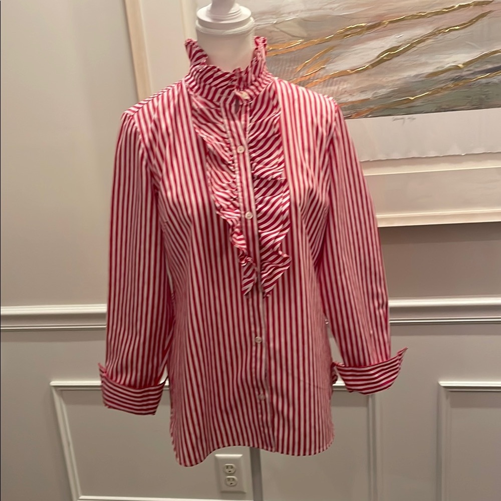Vineyard Vines Hot Pink and White Striped Blouse